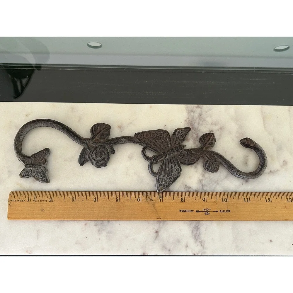 Vintage Cast Iron Butterfly Rose S Hook Garden Plant Hanger Decorative Extender